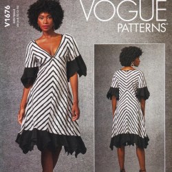 1676 VOGUE ZANDRA RHODES DEEP V LOOSE BIAS FLOUNCE DRESS PATTERN 14-22 NEW